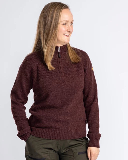 Pinewood - Dame, Värnamo T Neck, Sweater, Earth Plum Mel