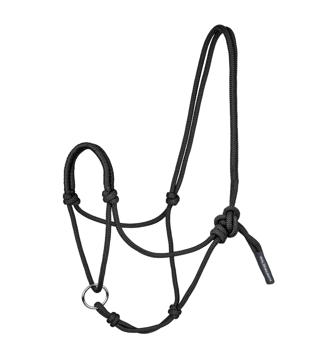 Waldhausen - Knotted Halter with movable ring, black