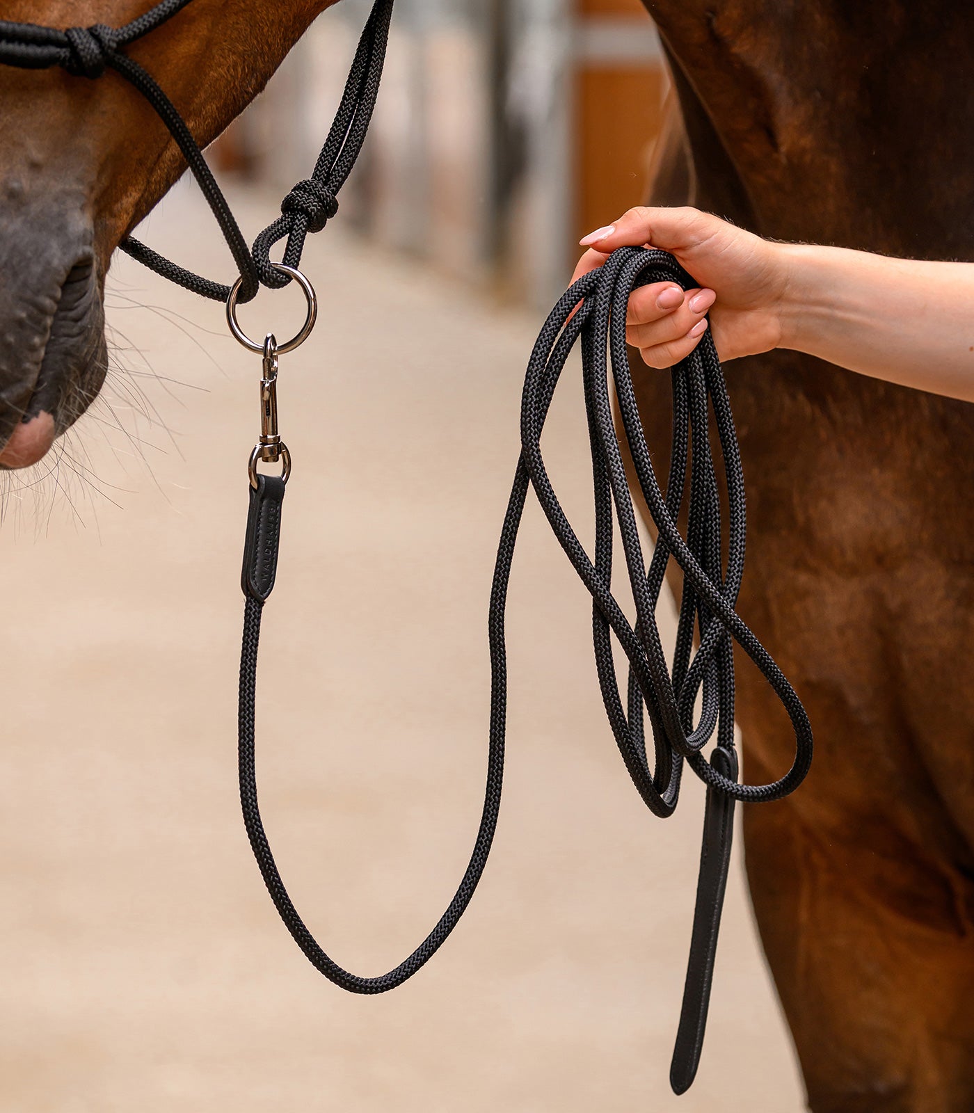 Waldhausen - Knotted Halter with movable ring, black