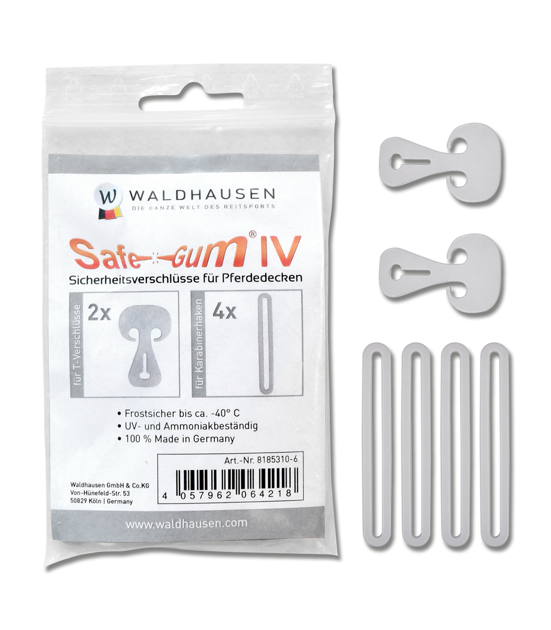 Waldhausen - Safe-Gum, silver grey, Set of 6 pieces assorted
