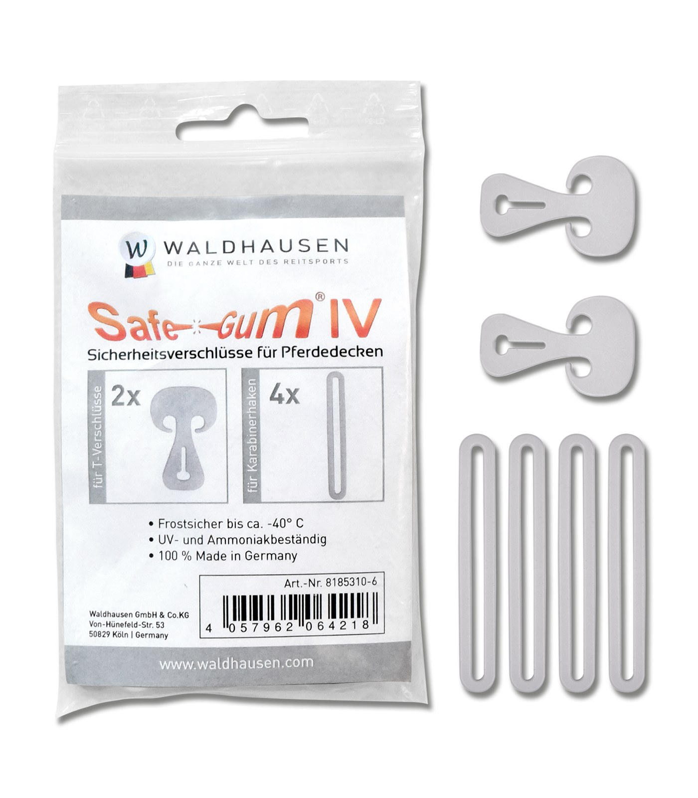 Waldhausen - Safe-Gum, silver grey, Set of 6 pieces assorted