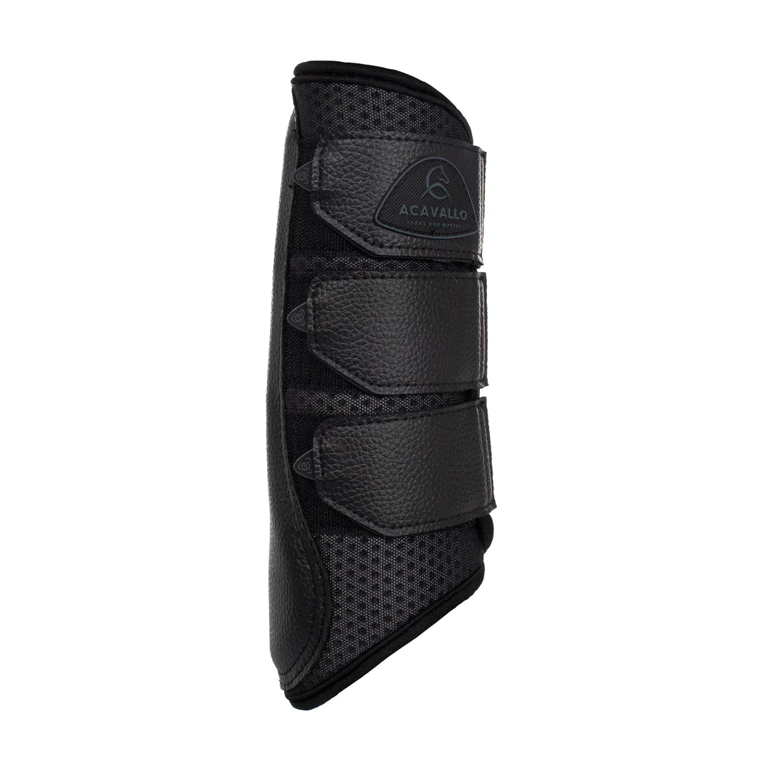 Gamacher, perforeret neopren, 3 remme, bagben, Sort