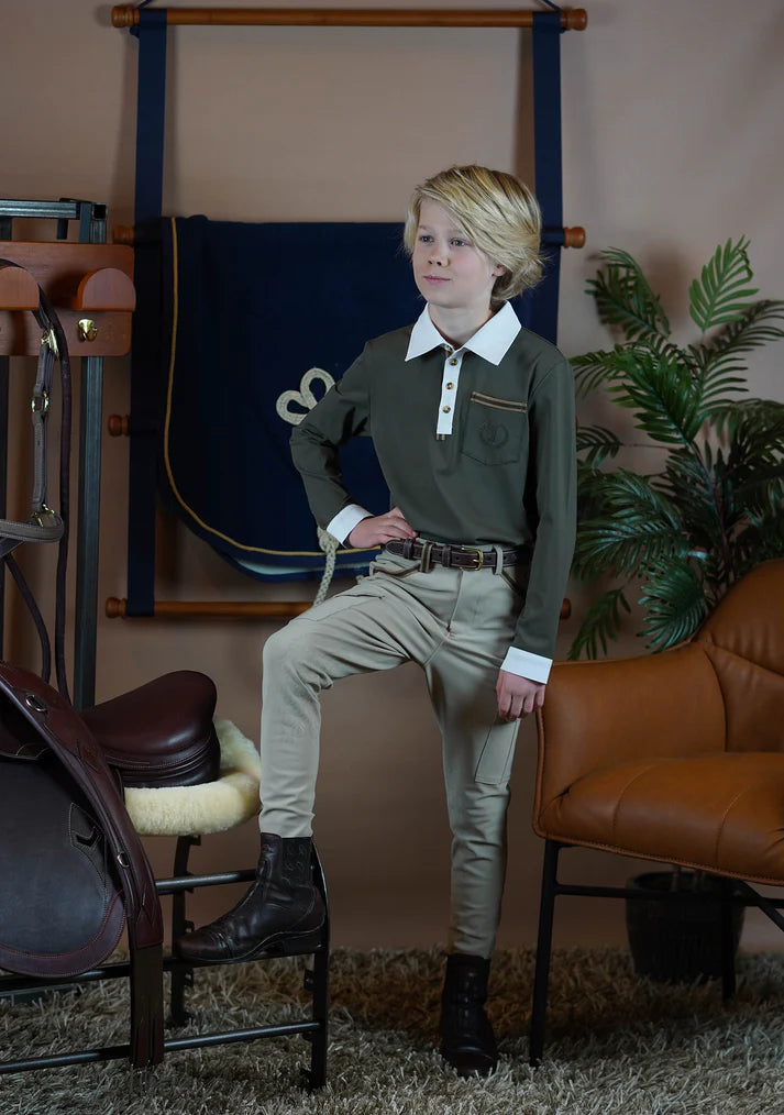Joline - Børn, Ridebukser, Boys pants, Beige
