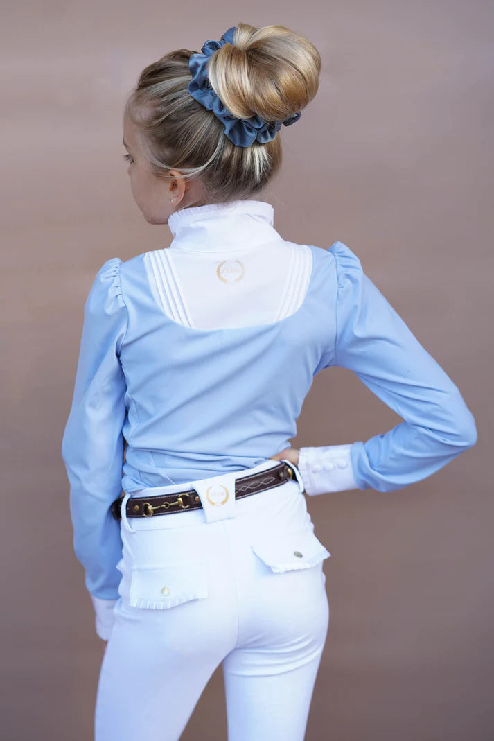 Joline - Børn, stævnebluse, lange ærmer, Josephine, Lys blå