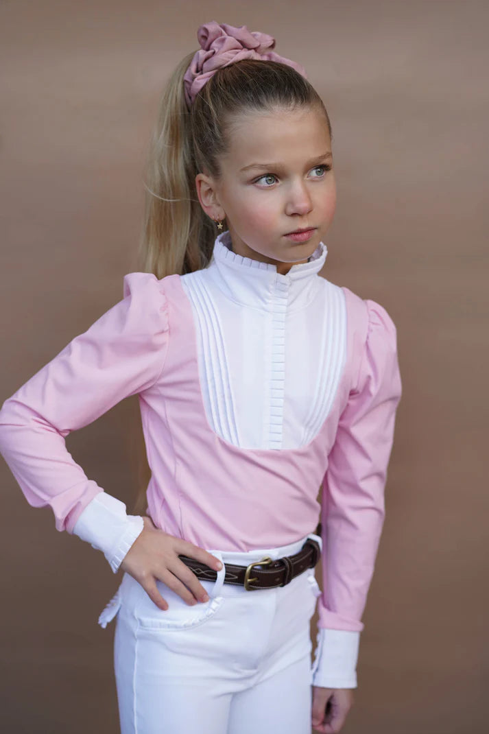 Joline - Børn, stævnebluse, lange ærmer, Josephine, - Pink