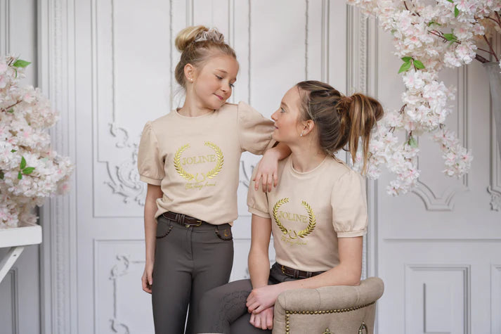 Joline, Børn, T-shirt, Feline m. puf-ærmer- Beige