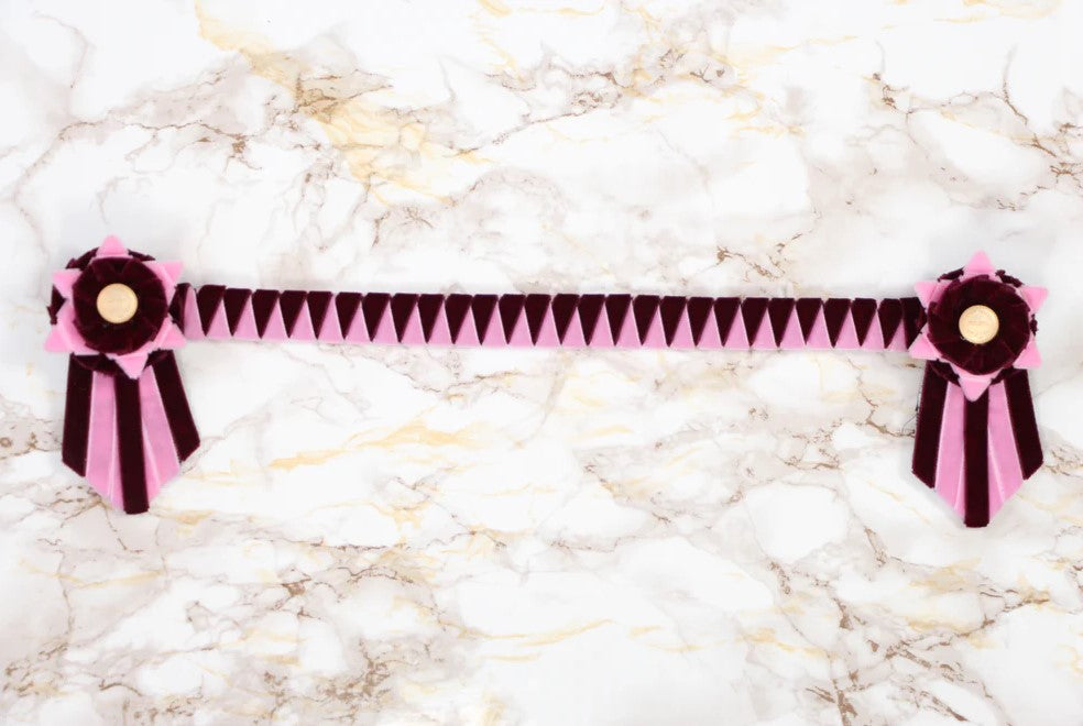 Joline - Håndlavet, Pandebånd Velour - Bordeaux/ Pink