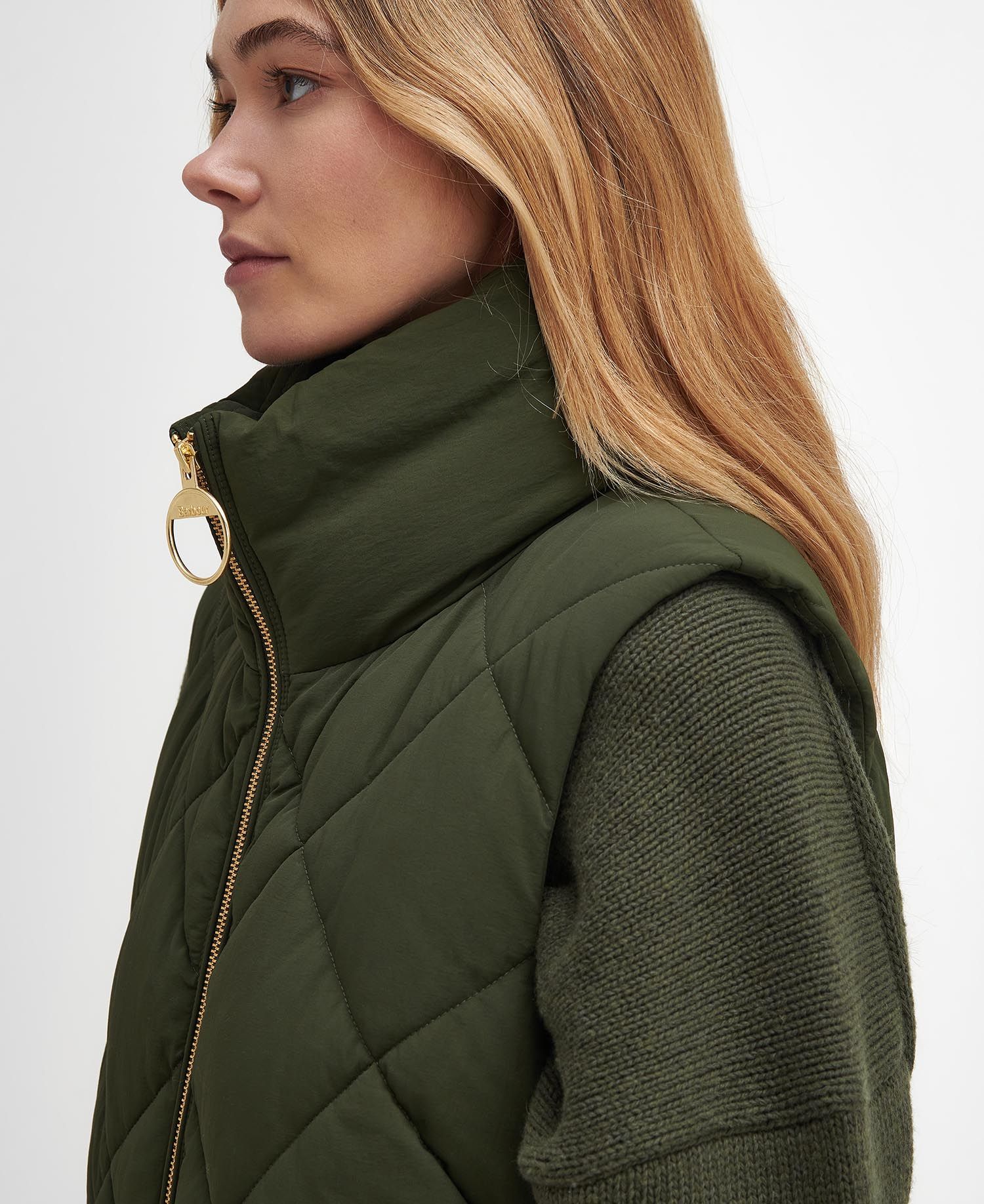 Barbour- Dame, Vest, lang, Leverton Gilet - Olive/Ancient