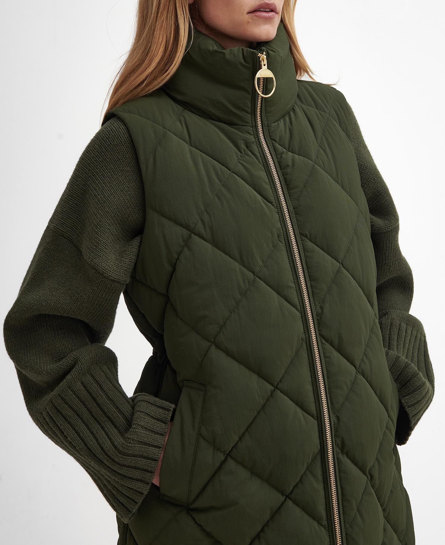 Barbour- Dame, Vest, lang, Leverton Gilet - Olive/Ancient
