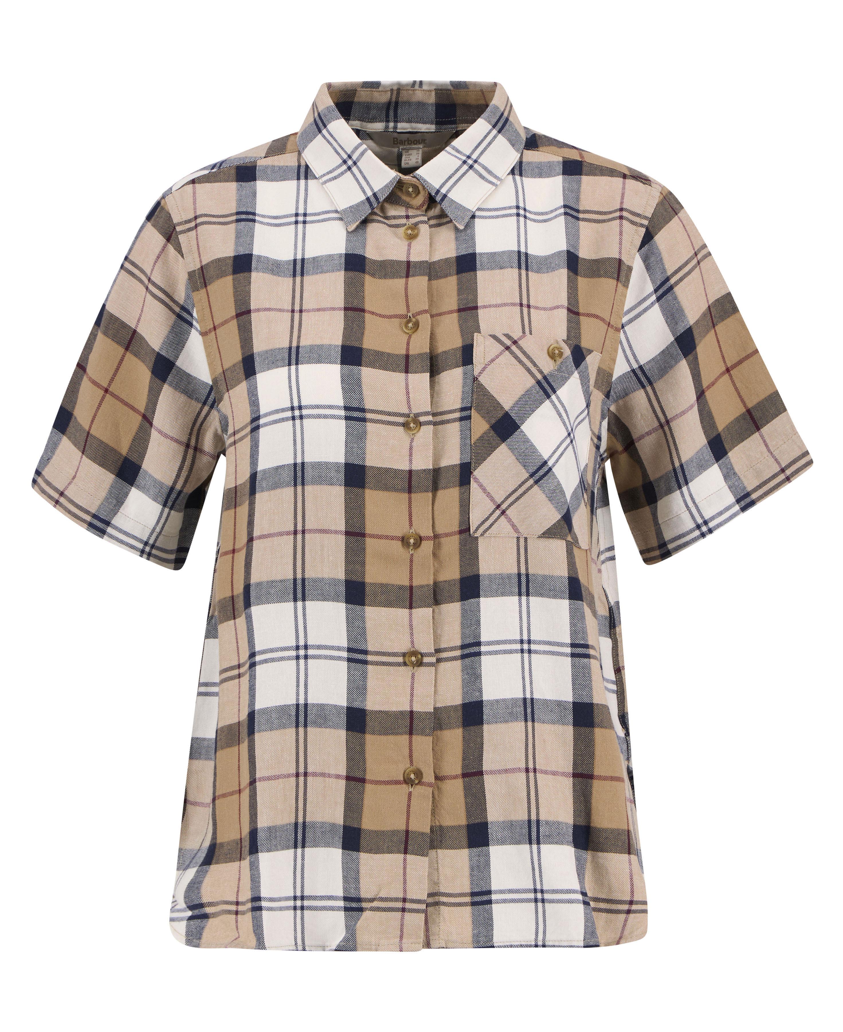 Barbour - dame skjorte, kortærmet, Fern- Hessian tartan
