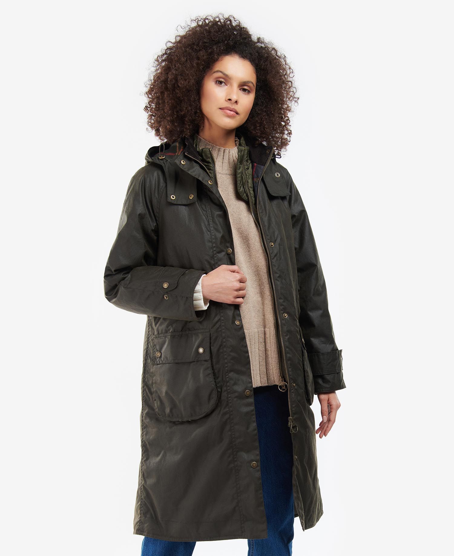 Barbour - Jakke, dame, Long Cannich Wax, Olive
