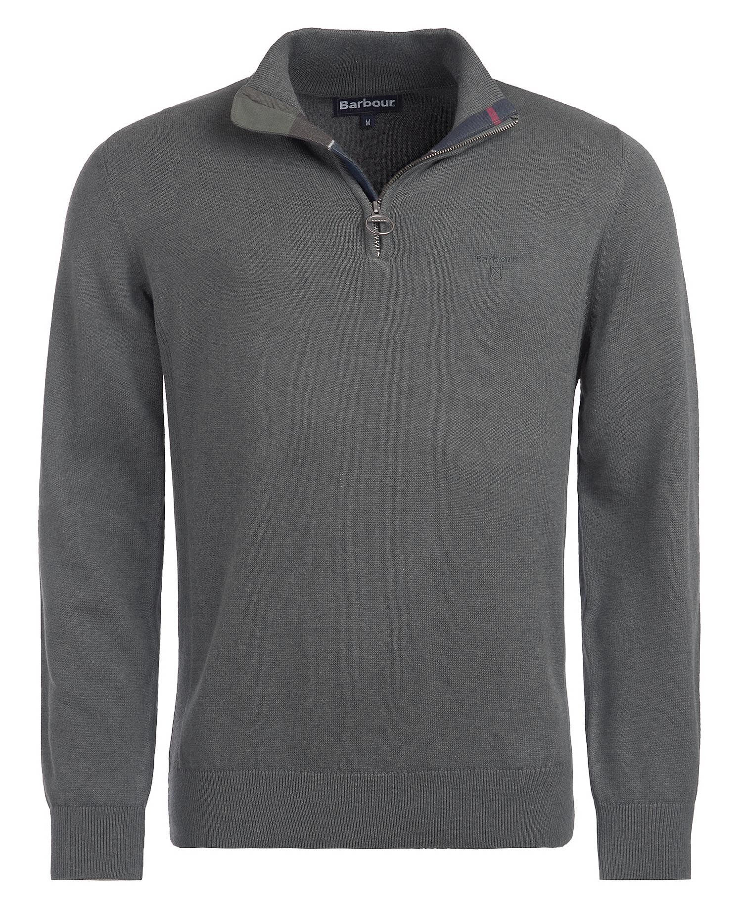 Barbour - Herre, Sweater, Cotton Half Zip, Olive