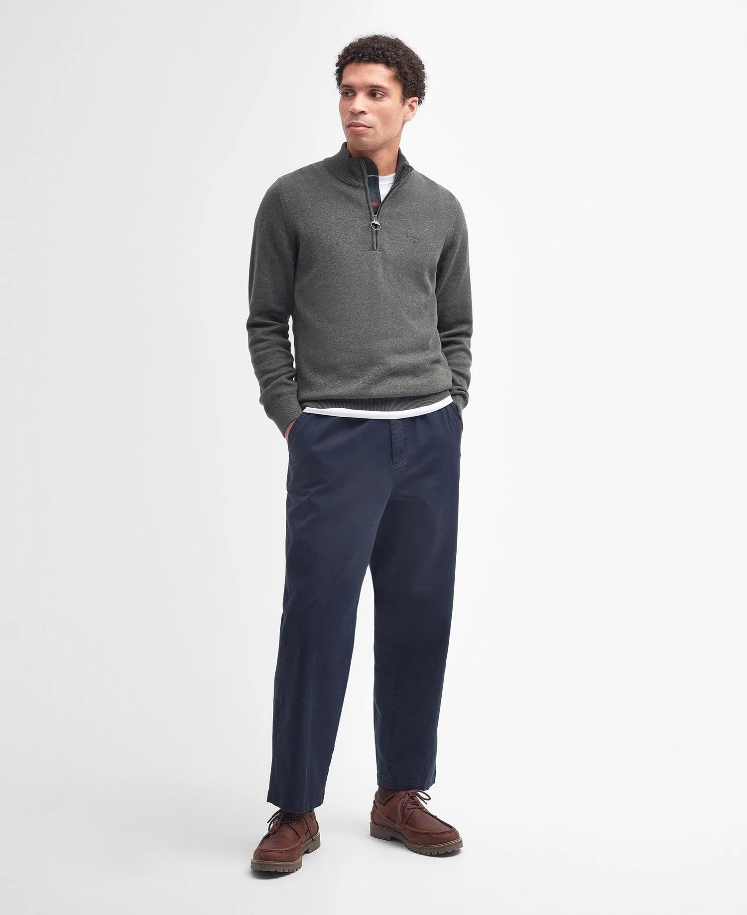 Barbour - Herre, Sweater, Cotton Half Zip, Olive