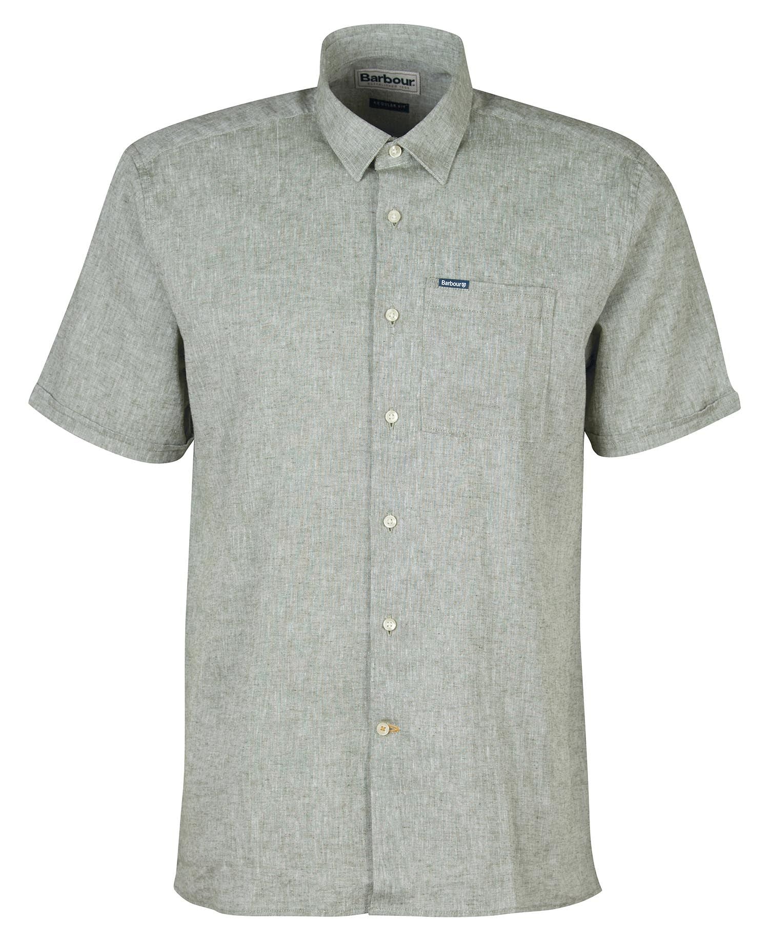 Barbour - Herre, kortærmet Skjorte, Nelson - Bleached Olive