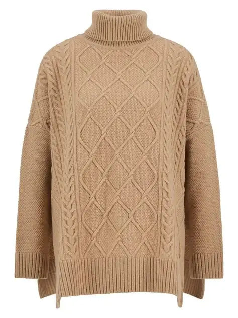 Barbour, Dame, Burne Knitted Cape- Pale Camel