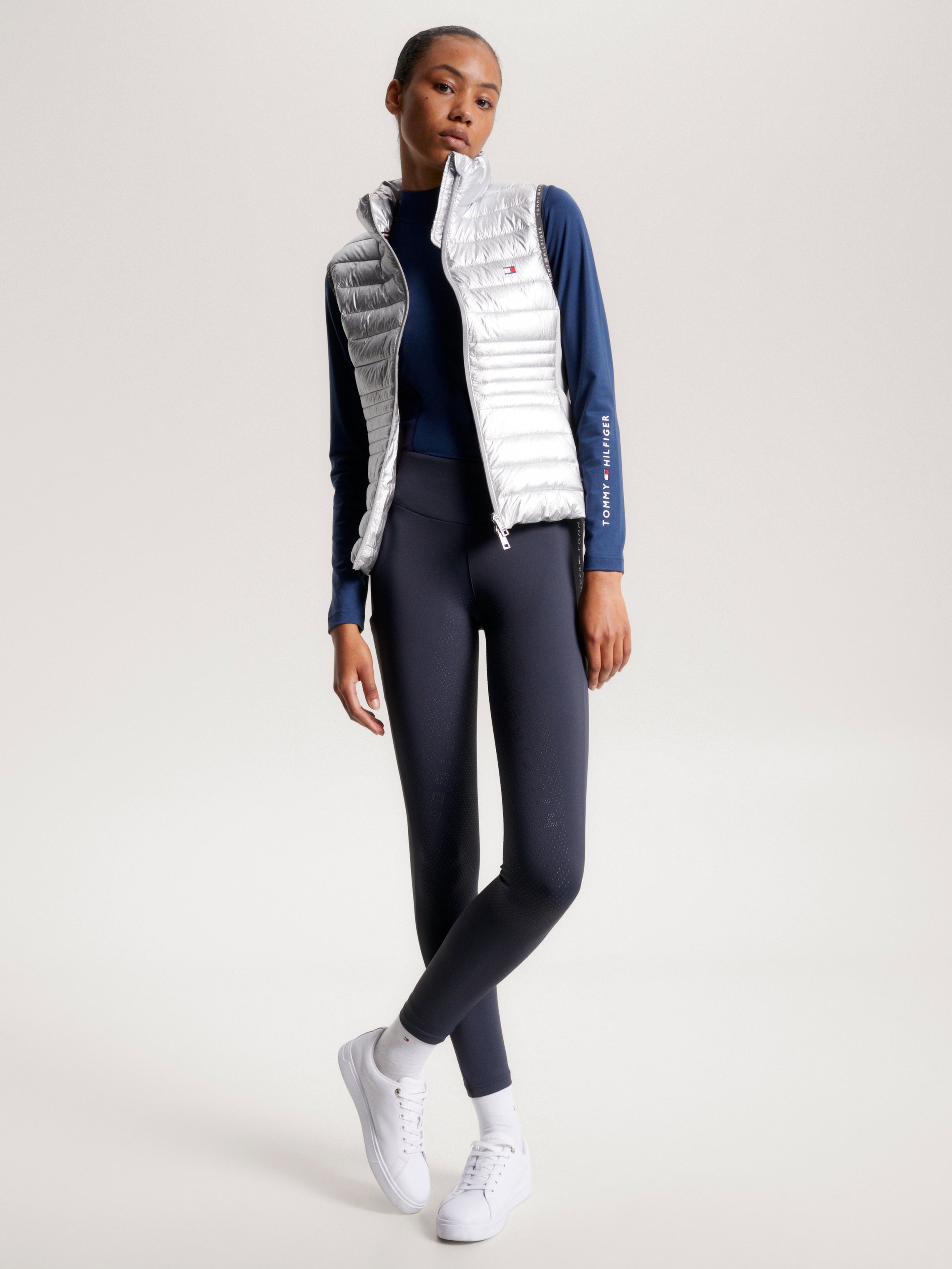 Tommy Hilfiger - Dame, leggings, Rome, full grip, mørkegrå
