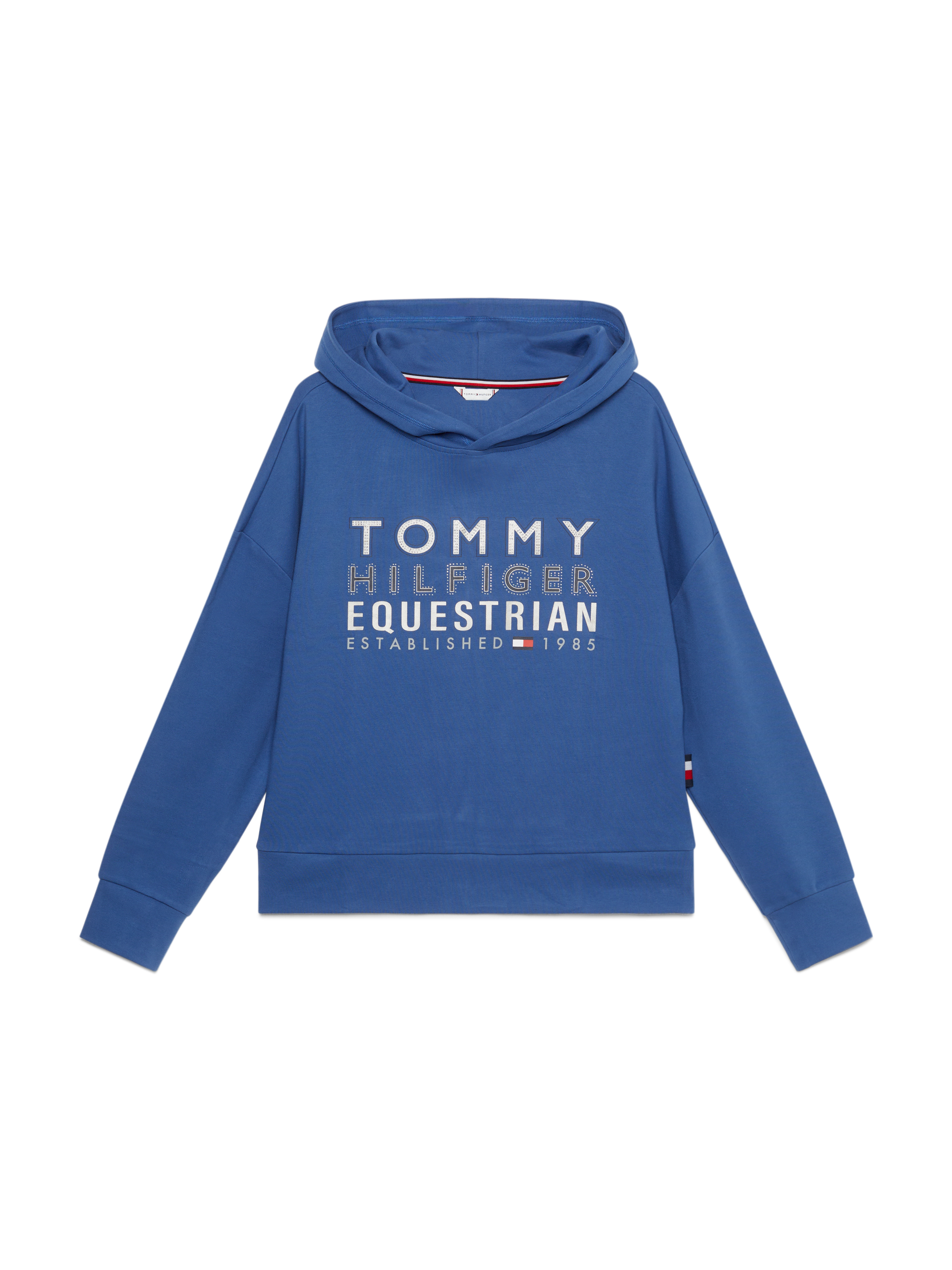 Tommy Hilfiger - Dame, hoodie oversized med nitte-logo, Paris, lyseblå