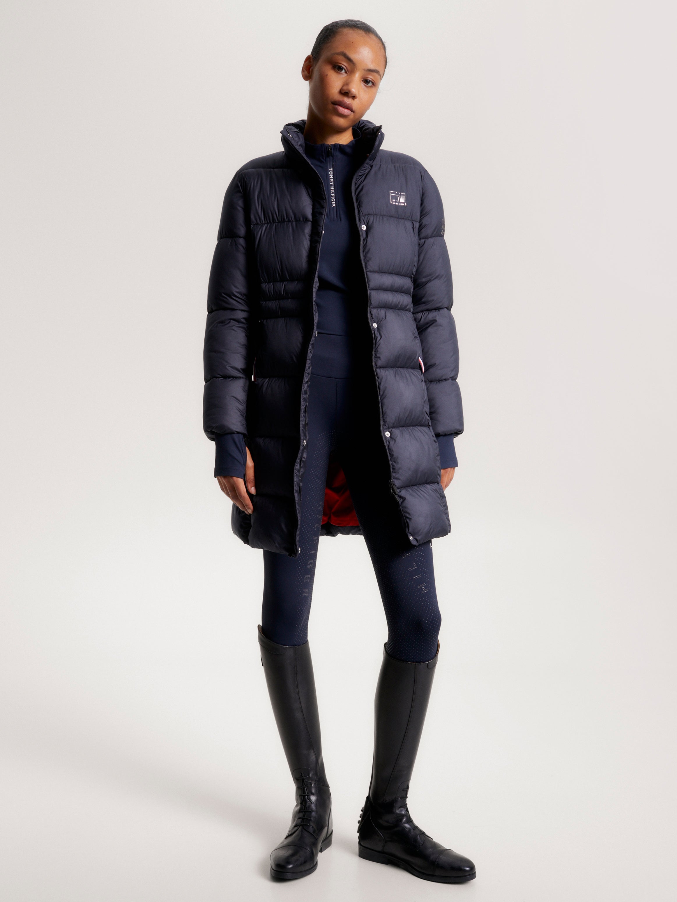 Tommy Hilfiger - Dame, dunjakke, coach jacket, lang, blå