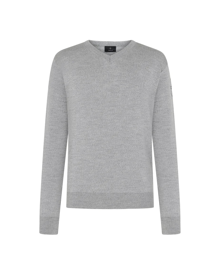 Trolle, Extra fine merino, v neck, Mænd - Light grey