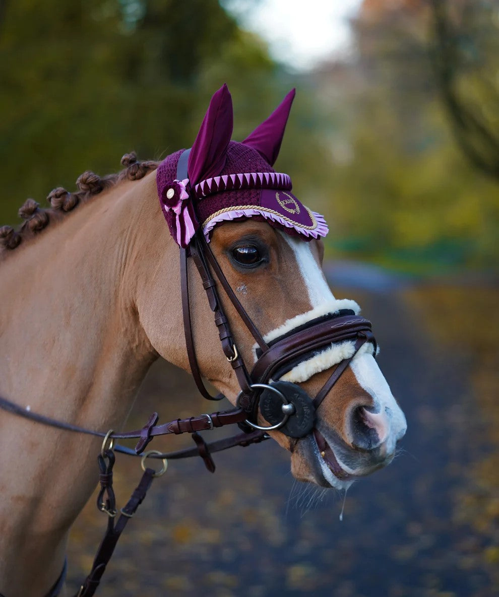 Joline - Håndlavet, Pandebånd Velour - Bordeaux/ Pink