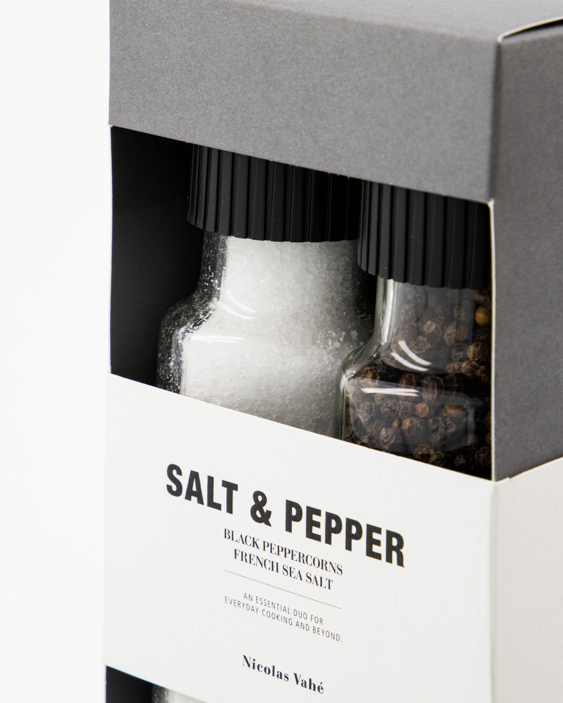 Nicolas Vahé - gaveæske, Salt &amp; peber, Black peppercorns, French seasalt