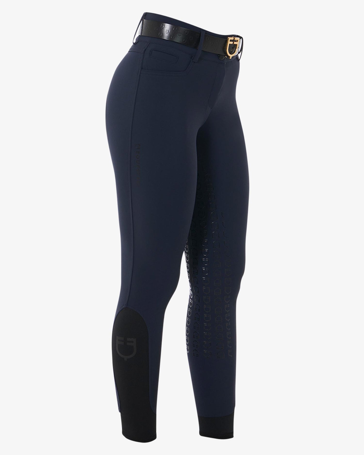 Equestro - Dame ridebukser Navy, full grip, højtaljet - Navy