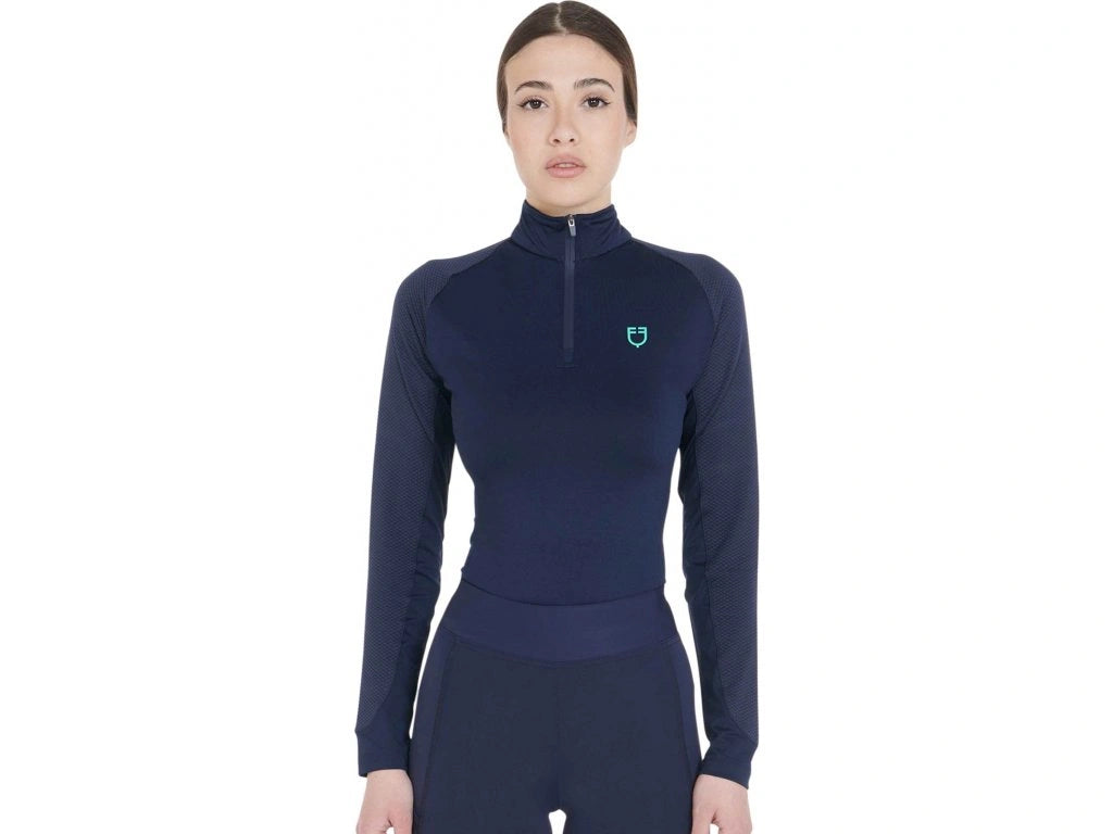 Equestro - Dame, Base Layer, langærmet - Navy/yellow