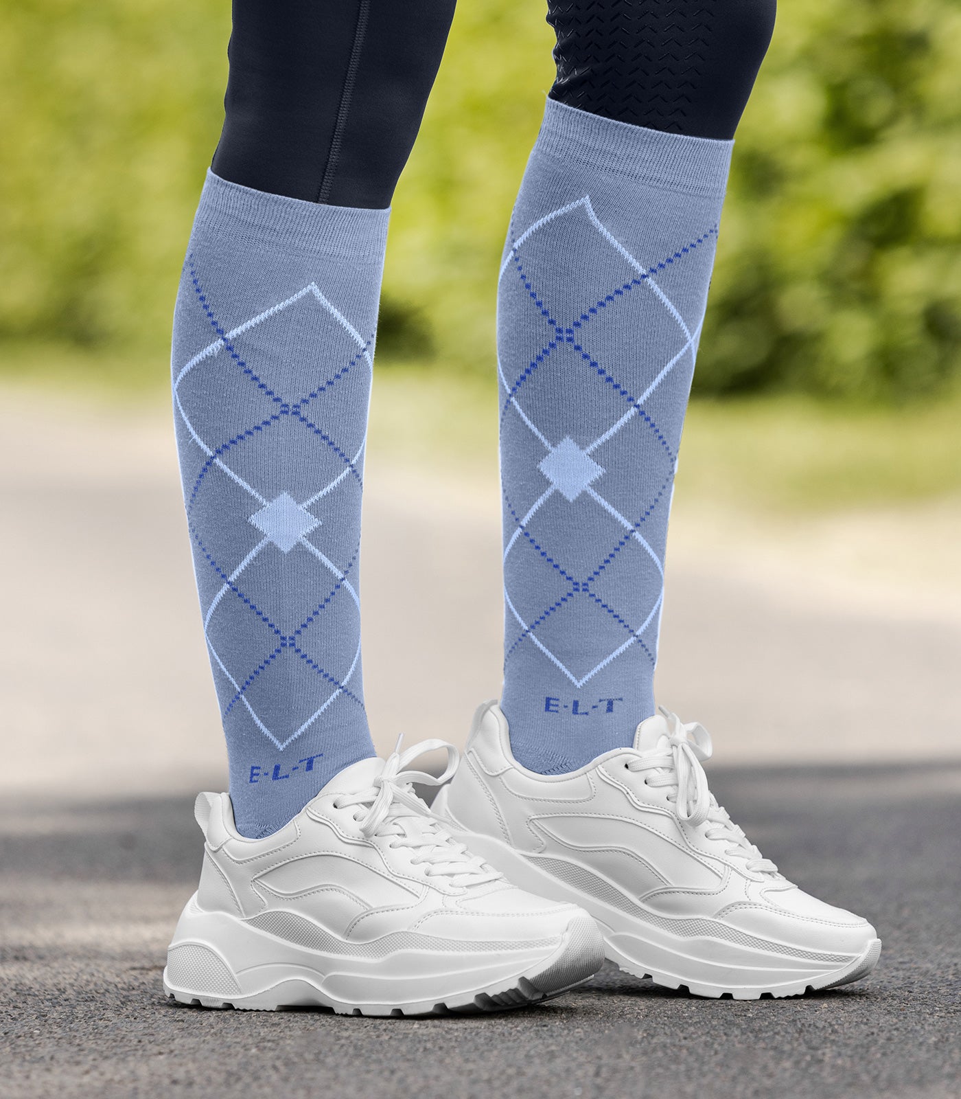 ELT - Riding Socks Argyle, black/stone blue, L