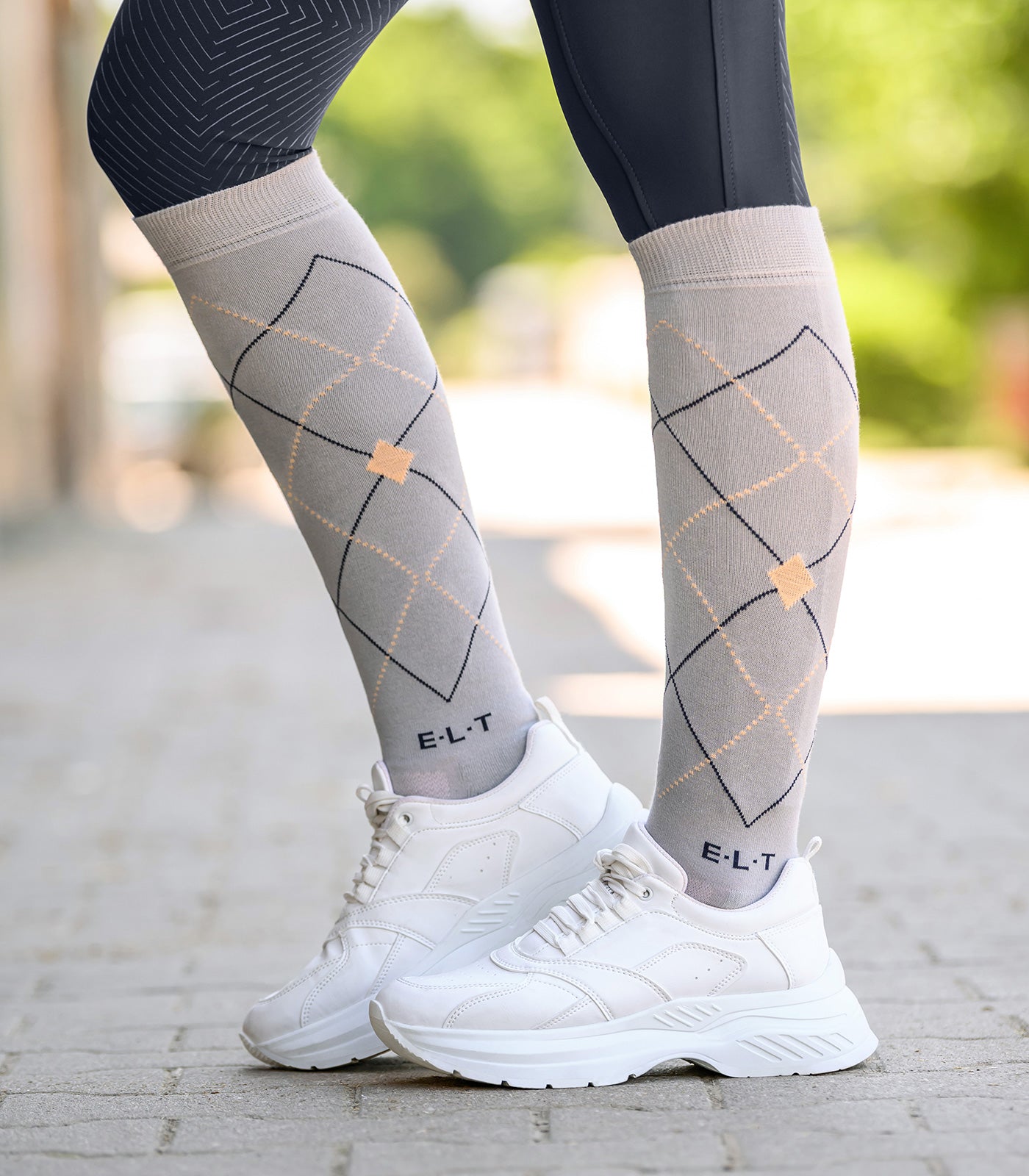 ELT - Riding Socks Argyle, black/stone blue, L