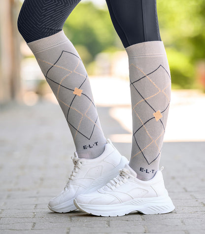 ELT - Riding Socks Argyle, black/stone blue, L