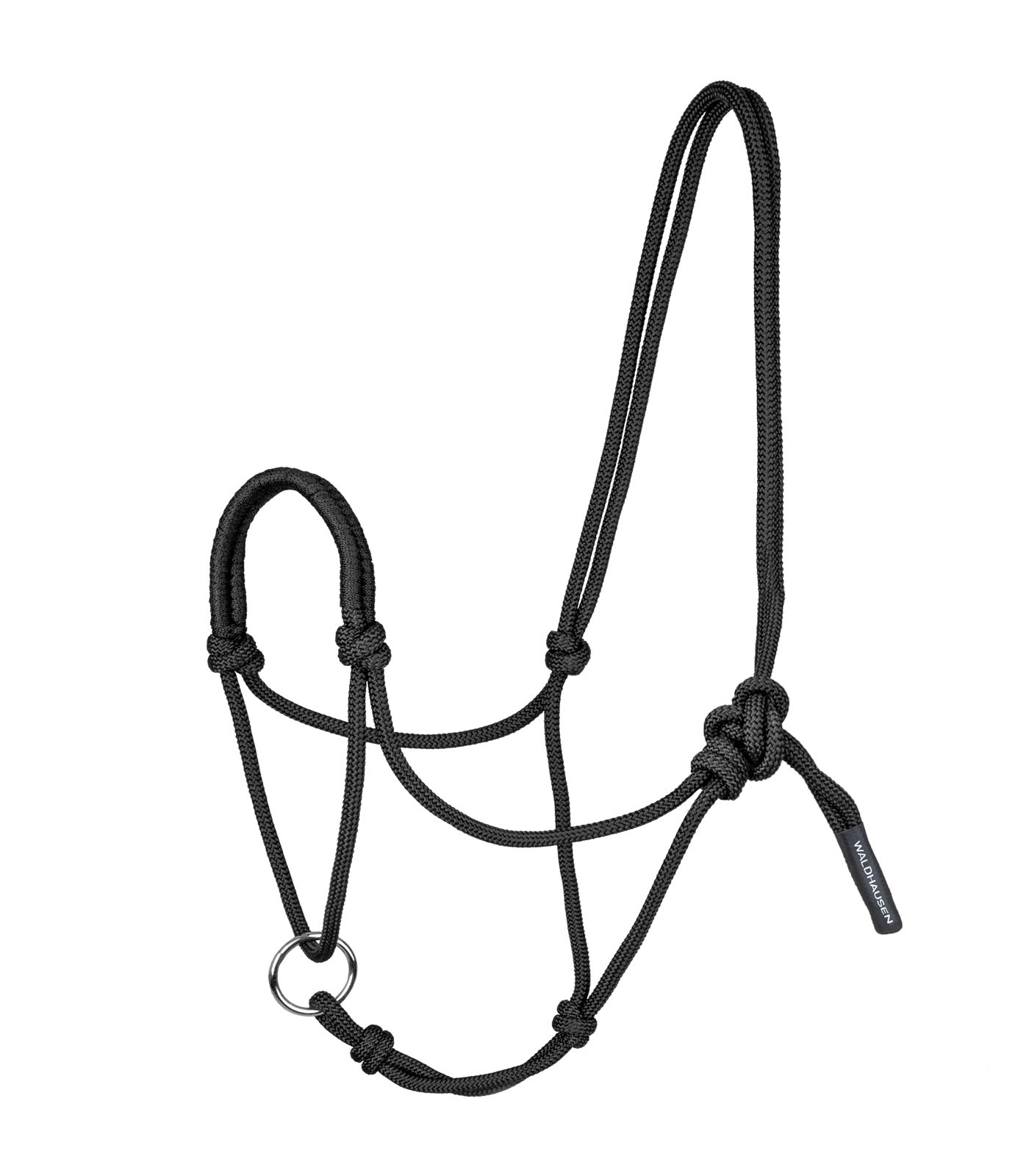 Waldhausen - Knotted Halter with movable ring, black