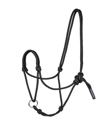 Waldhausen - Knotted Halter with movable ring, black