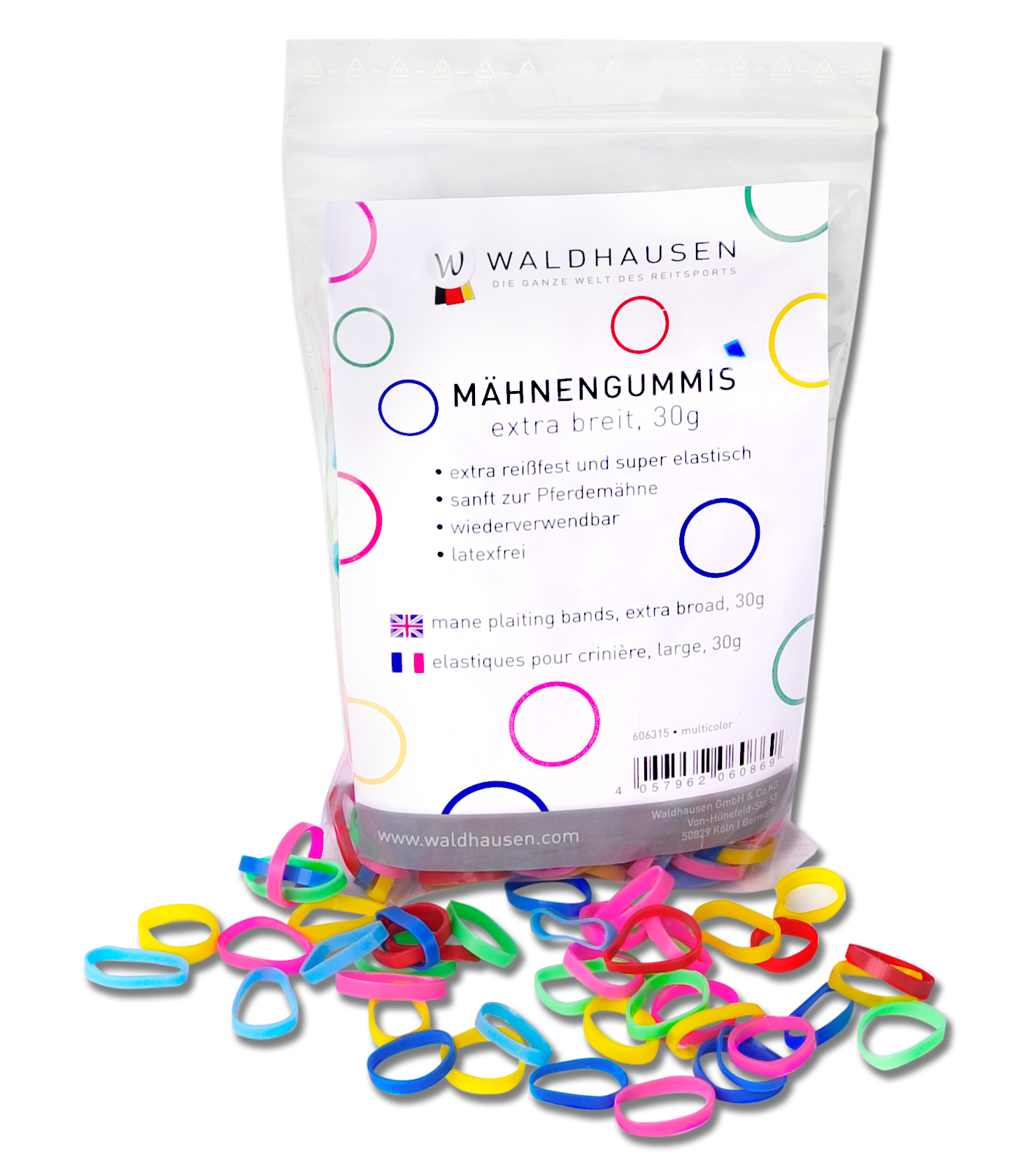 Waldhausen - Rubber Braiding Bands extra wide, multicolor, 30 g