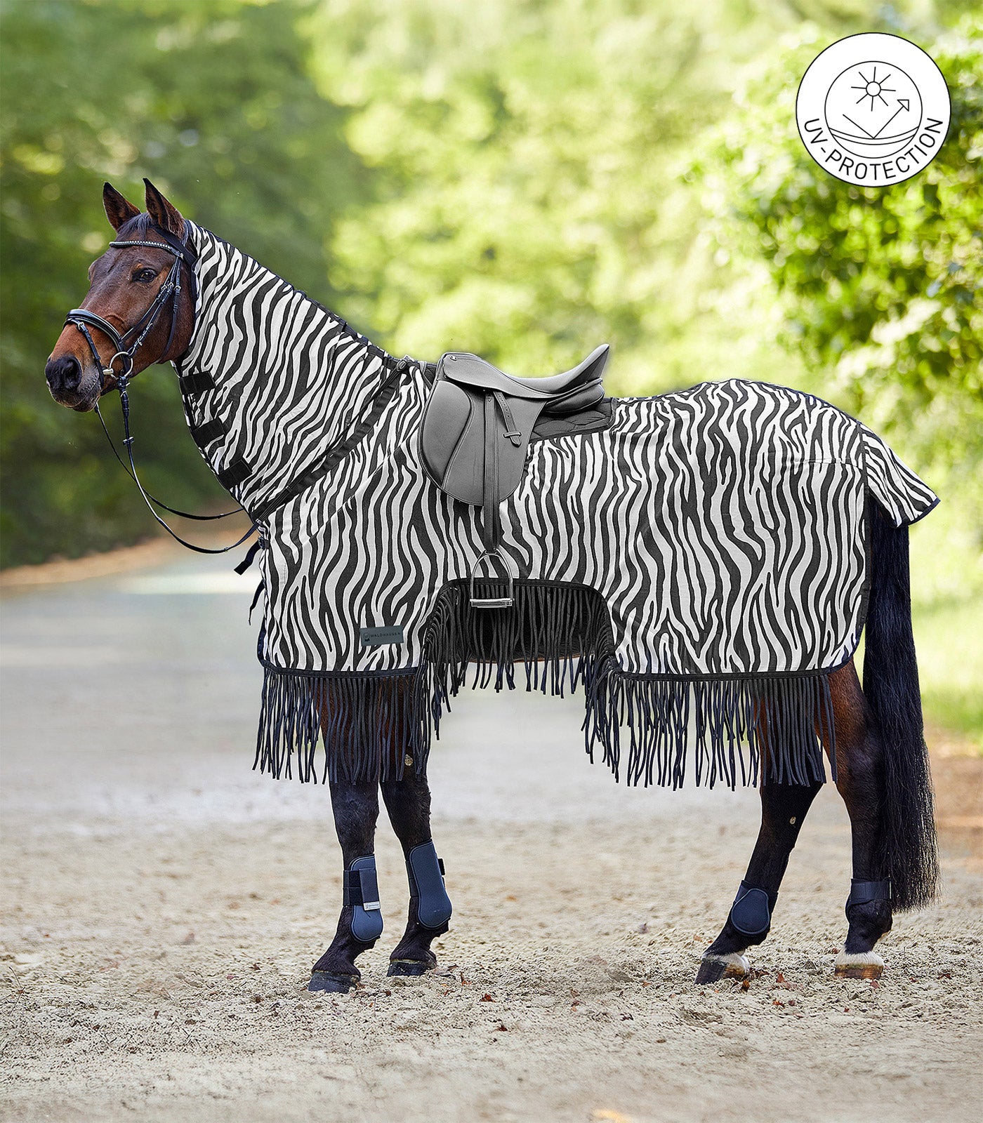 Waldhausen - Fly sheet with saddle cut and fringes, Zebra