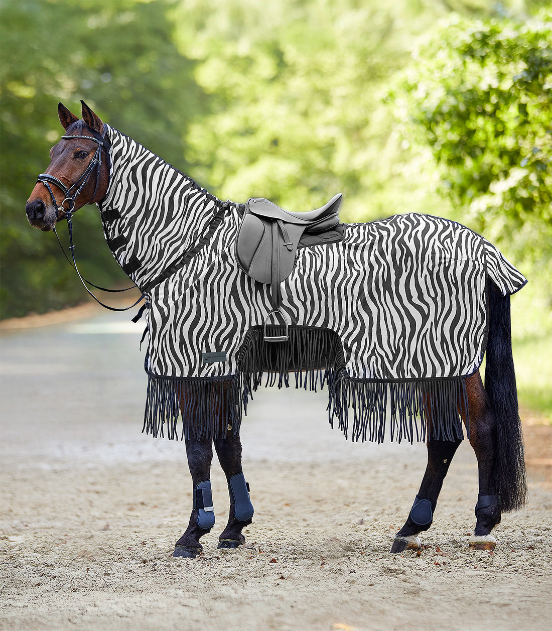 Waldhausen - Fly sheet with saddle cut and fringes, Zebra