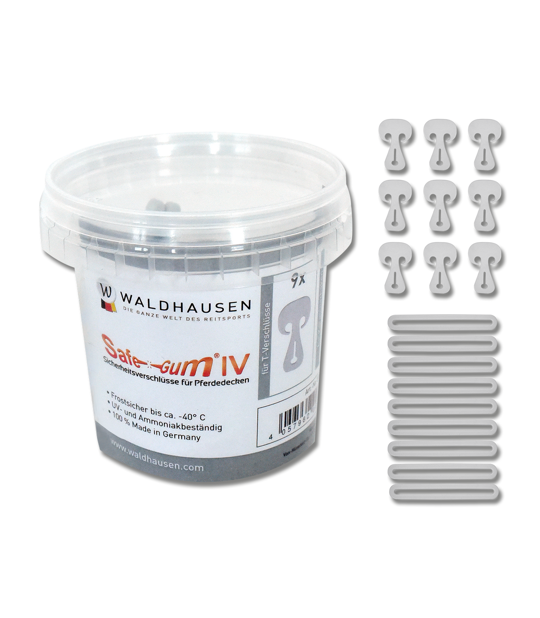 Waldhausen - Safe-Gum, silver grey, Set of 18 pieces assorted
