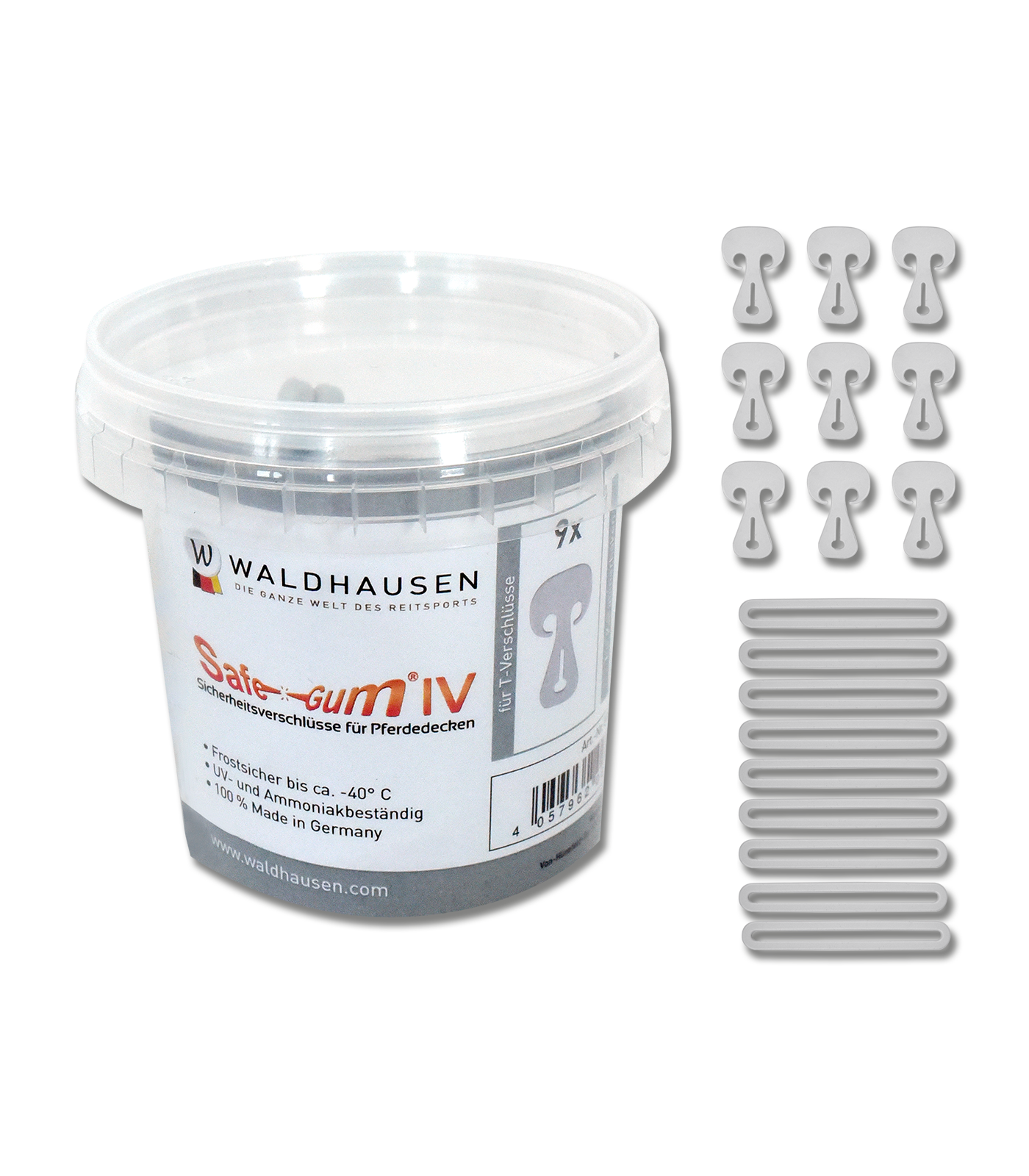 Waldhausen - Safe-Gum, silver grey, Set of 18 pieces assorted
