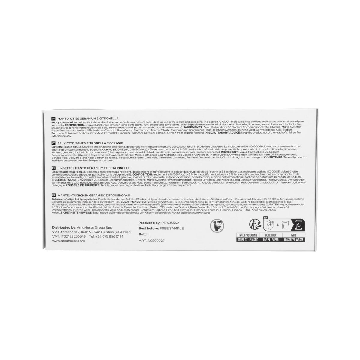 Acavallo - Insektservietter, citronella, 40 stk.