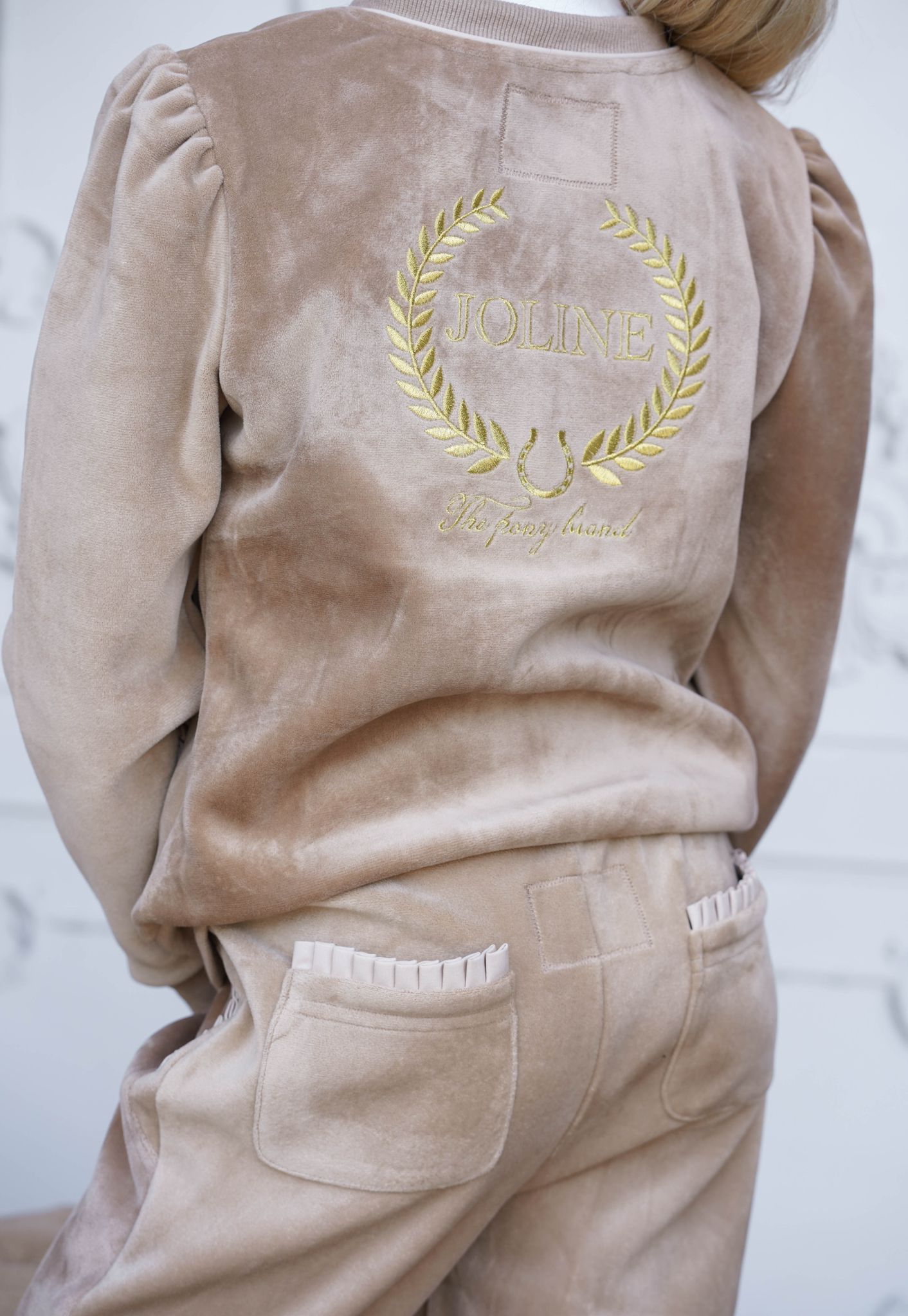 Joline - Børn, , Joggingbukser, velour, beige.