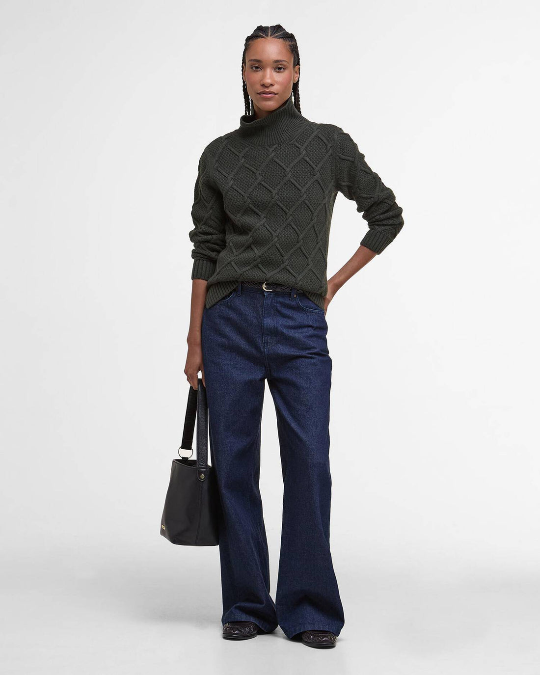 Barbour - sweater; Højhalset,  Burne Crew - Olive