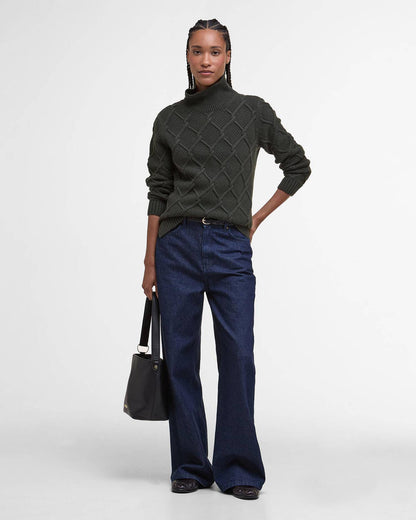 Barbour - sweater; Højhalset,  Burne Crew - Olive