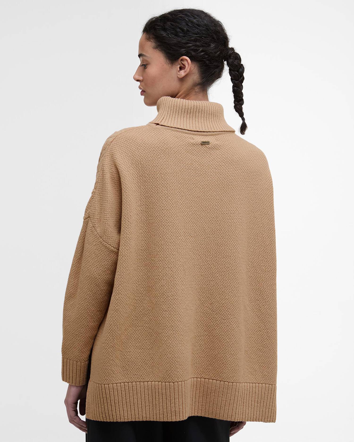 Barbour, Dame, Burne Knitted Cape- Pale Camel
