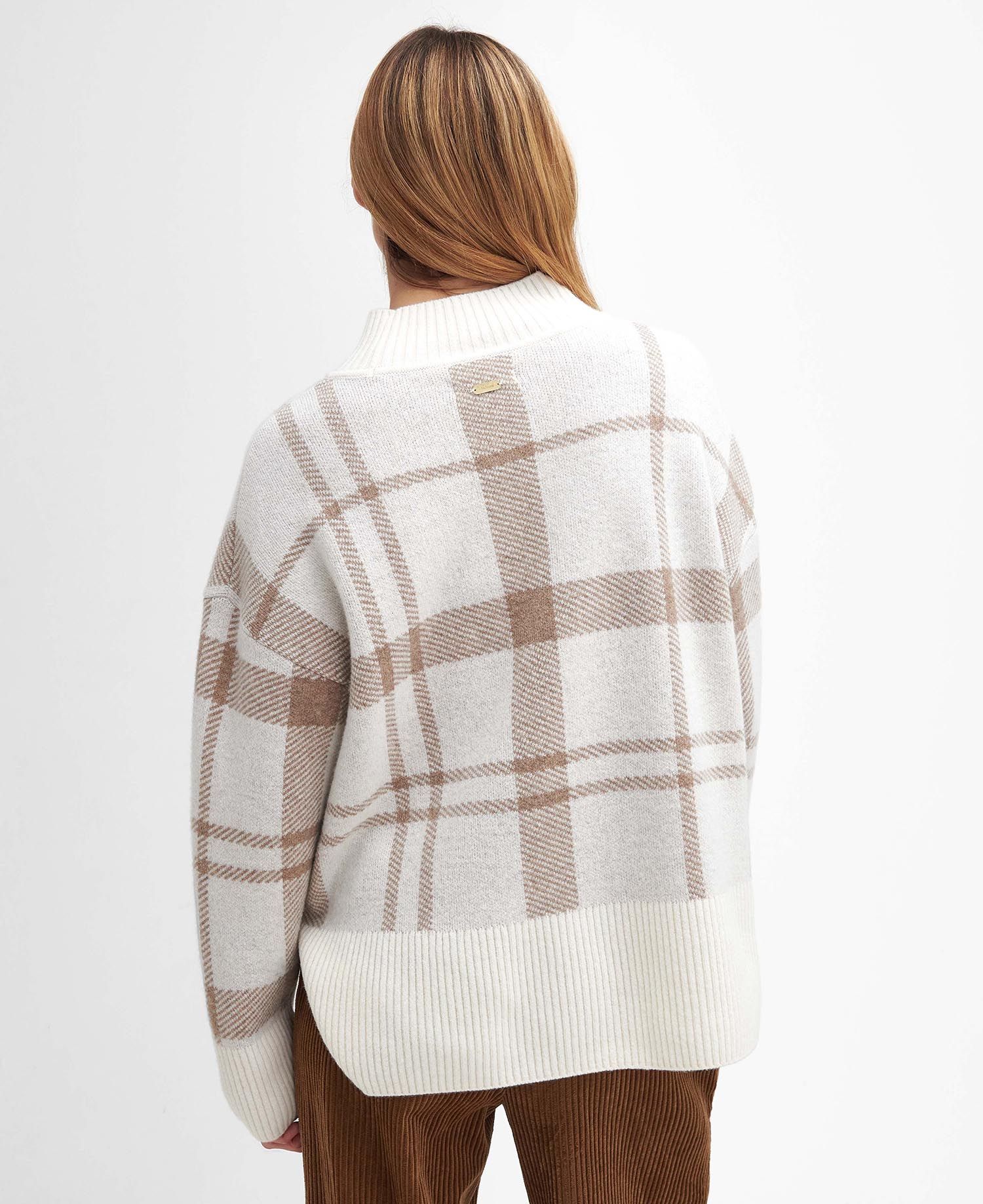 Barbour - Dame sweater, Deanna Knit - Winter White Tartan