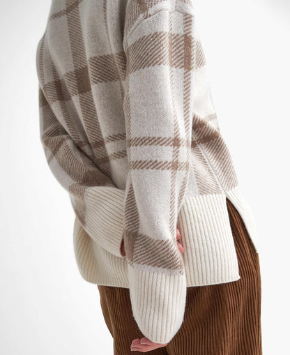 Barbour - Dame sweater, Deanna Knit - Winter White Tartan