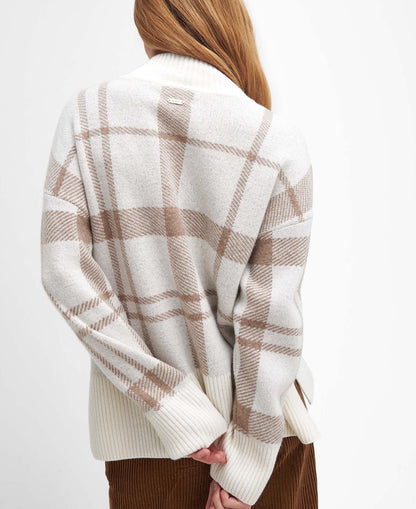 Barbour - Dame sweater, Deanna Knit - Winter White Tartan