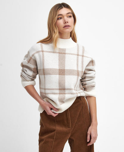 Barbour - Dame sweater, Deanna Knit - Winter White Tartan