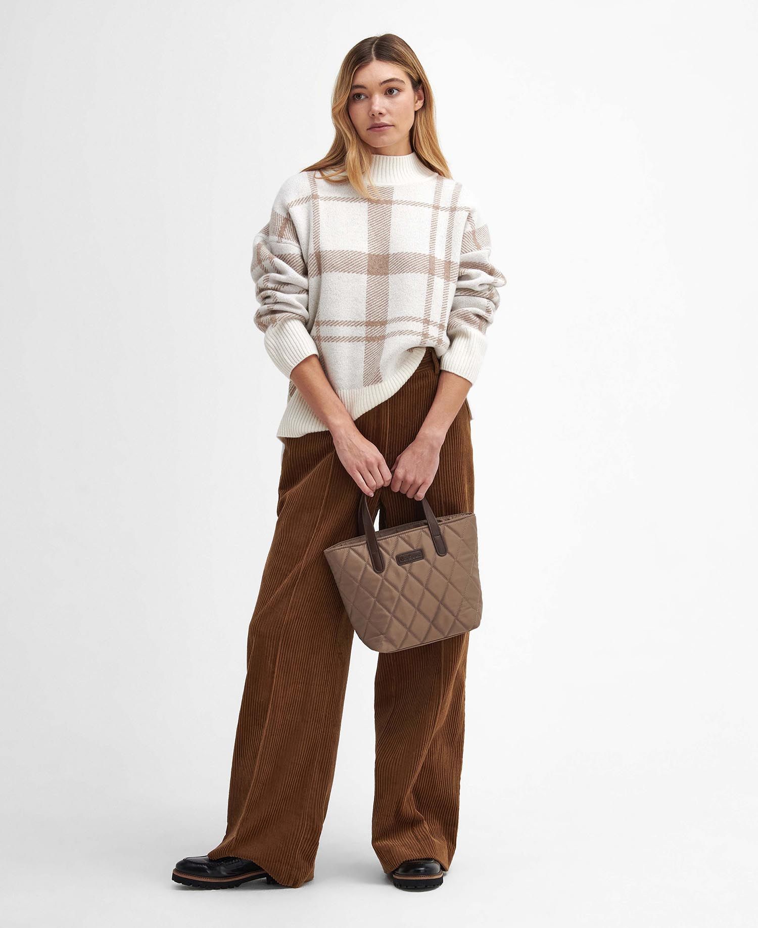 Barbour - Dame sweater, Deanna Knit - Winter White Tartan