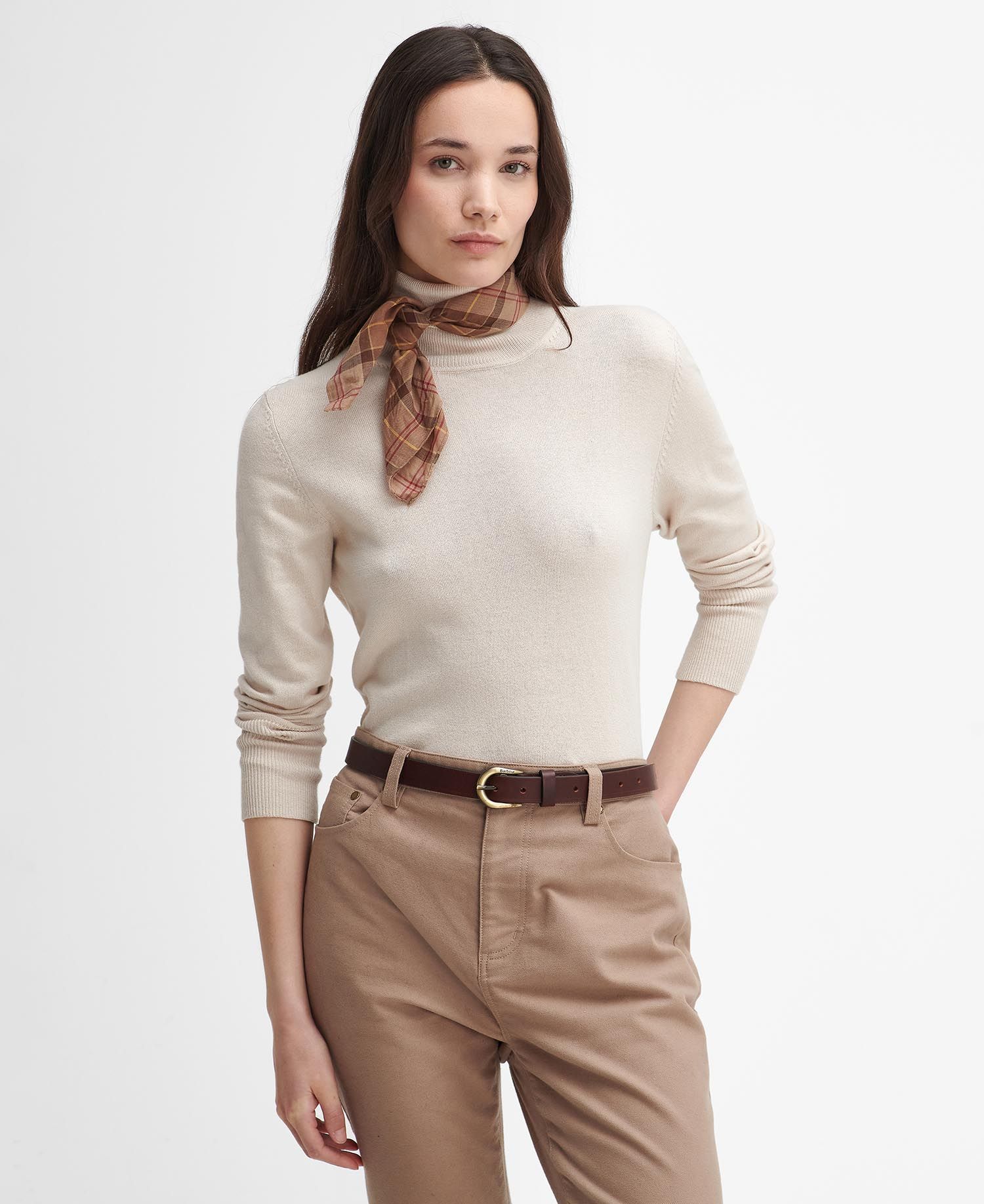 Barbour -  dame strikket jumper, Highfield Knit - Sand