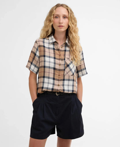 Barbour - dame skjorte, kortærmet, Fern- Hessian tartan