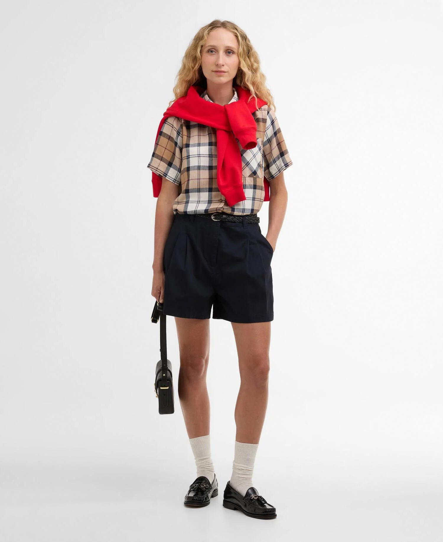 Barbour - dame skjorte, kortærmet, Fern- Hessian tartan